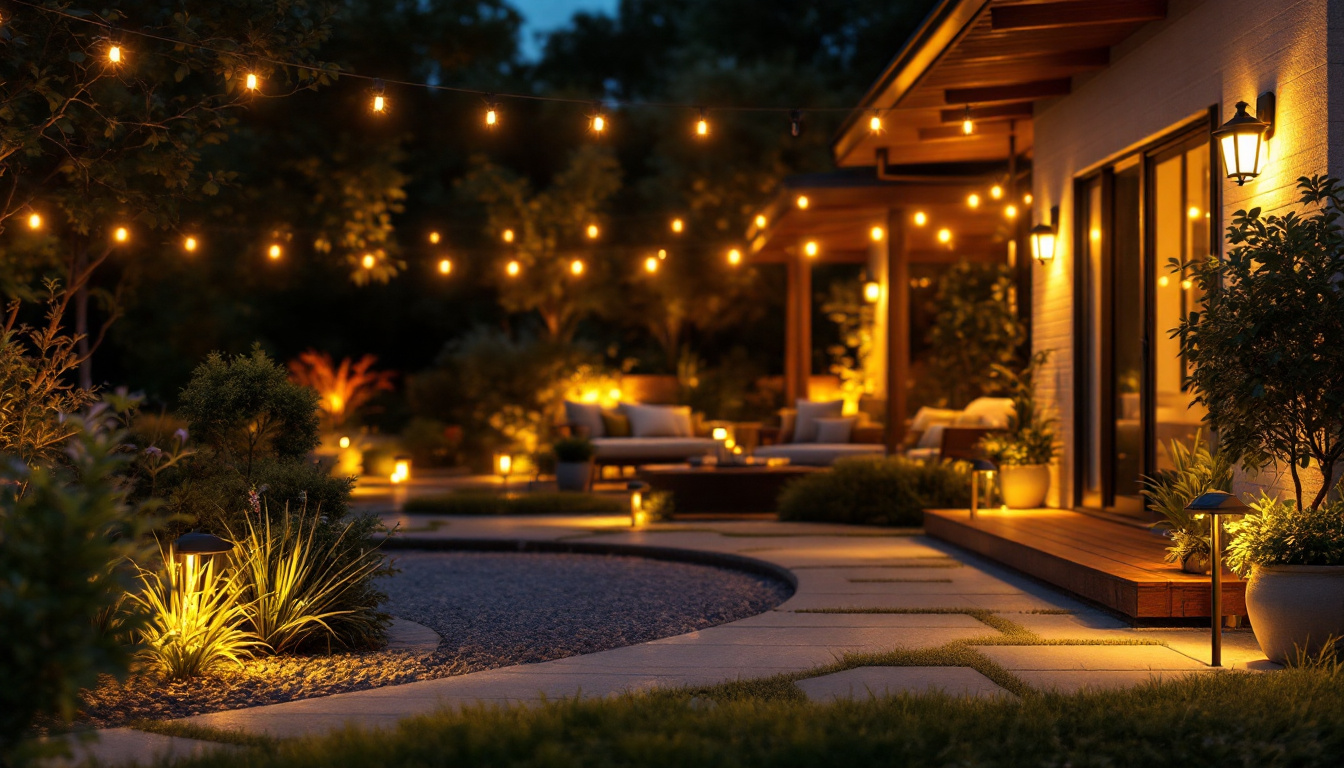 A photograph of a beautifully illuminated outdoor space at dusk