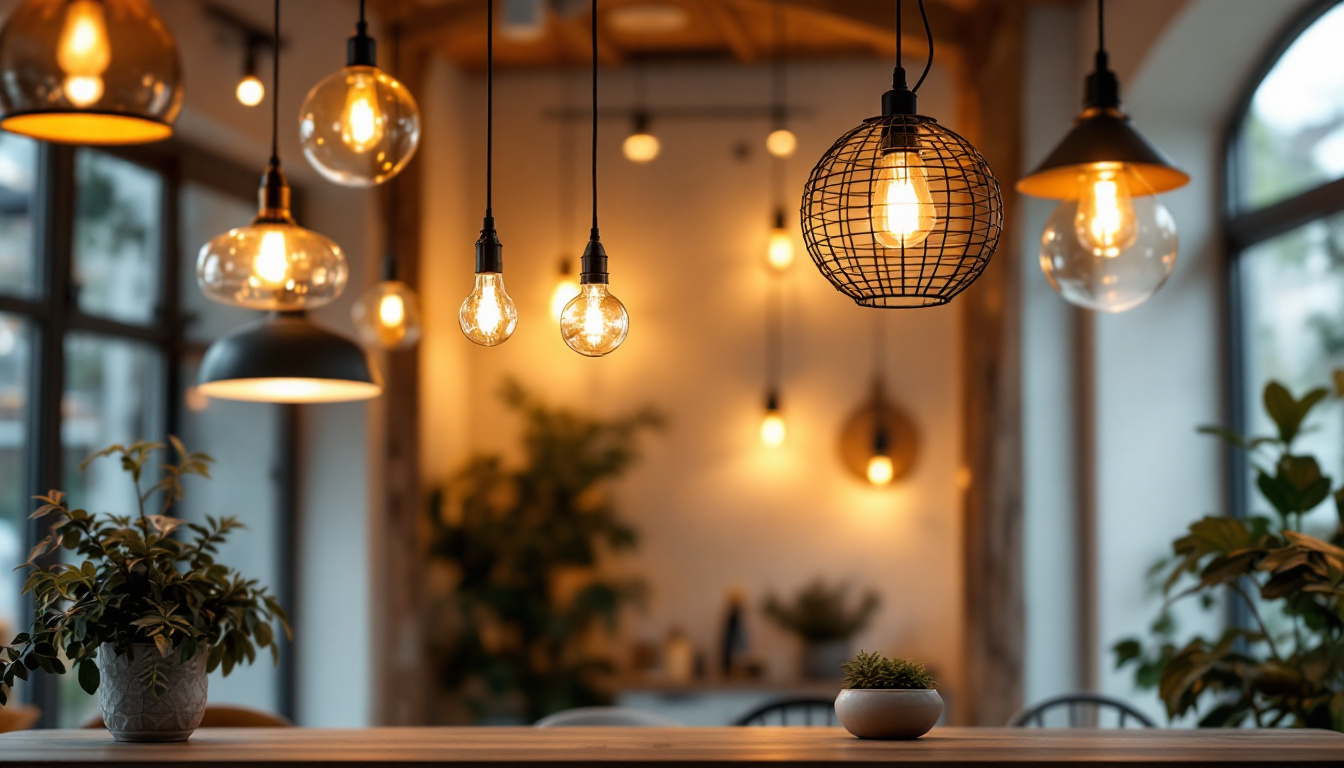 A photograph of a beautifully lit interior space showcasing a variety of stylish light fixtures