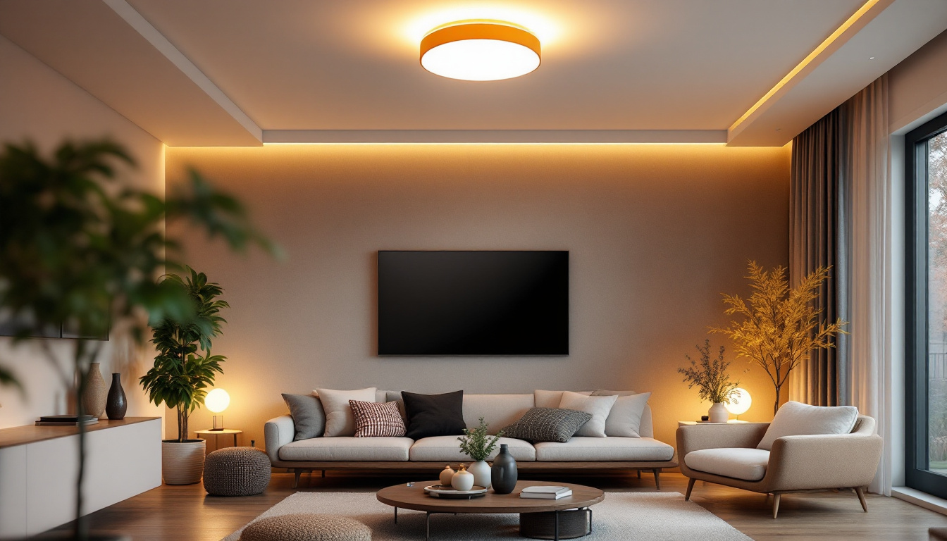 A photograph of a stylishly designed maxim 7.5 led flush mount light fixture installed in a modern