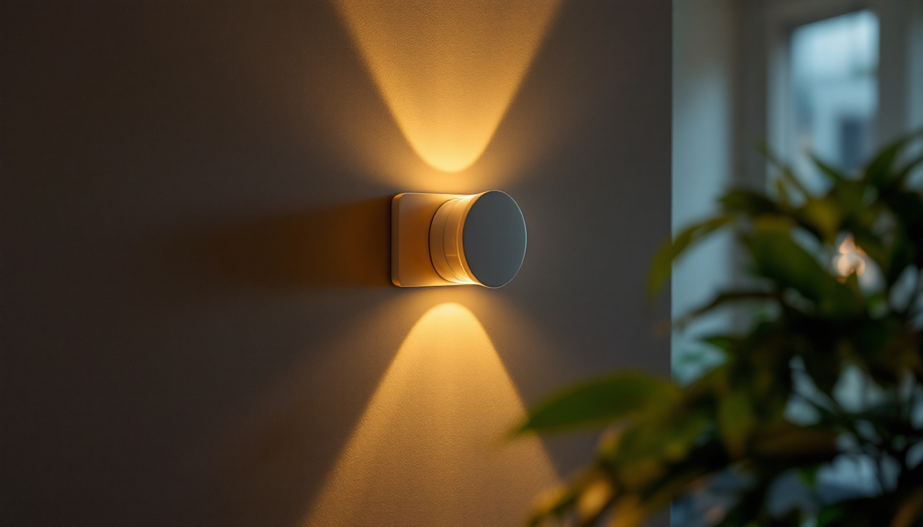 A photograph of a modern interior space featuring a switched receptacle in action