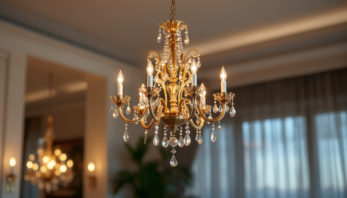 A photograph of capture a photograph of a beautifully designed chandelier in an elegantly lit room