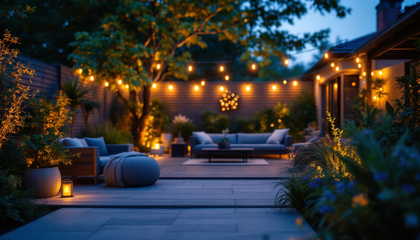 A photograph of a beautifully lit outdoor space featuring hardwired low-voltage led strip lights