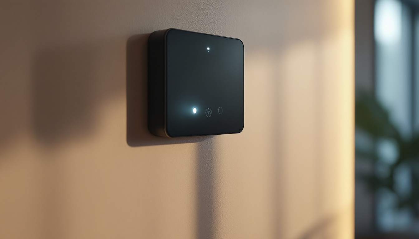 A photograph of a humidity sensor switch in action within a well-lit environment
