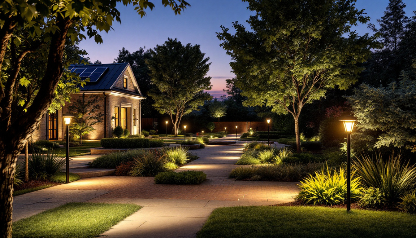 A photograph of a beautifully illuminated outdoor space at dusk