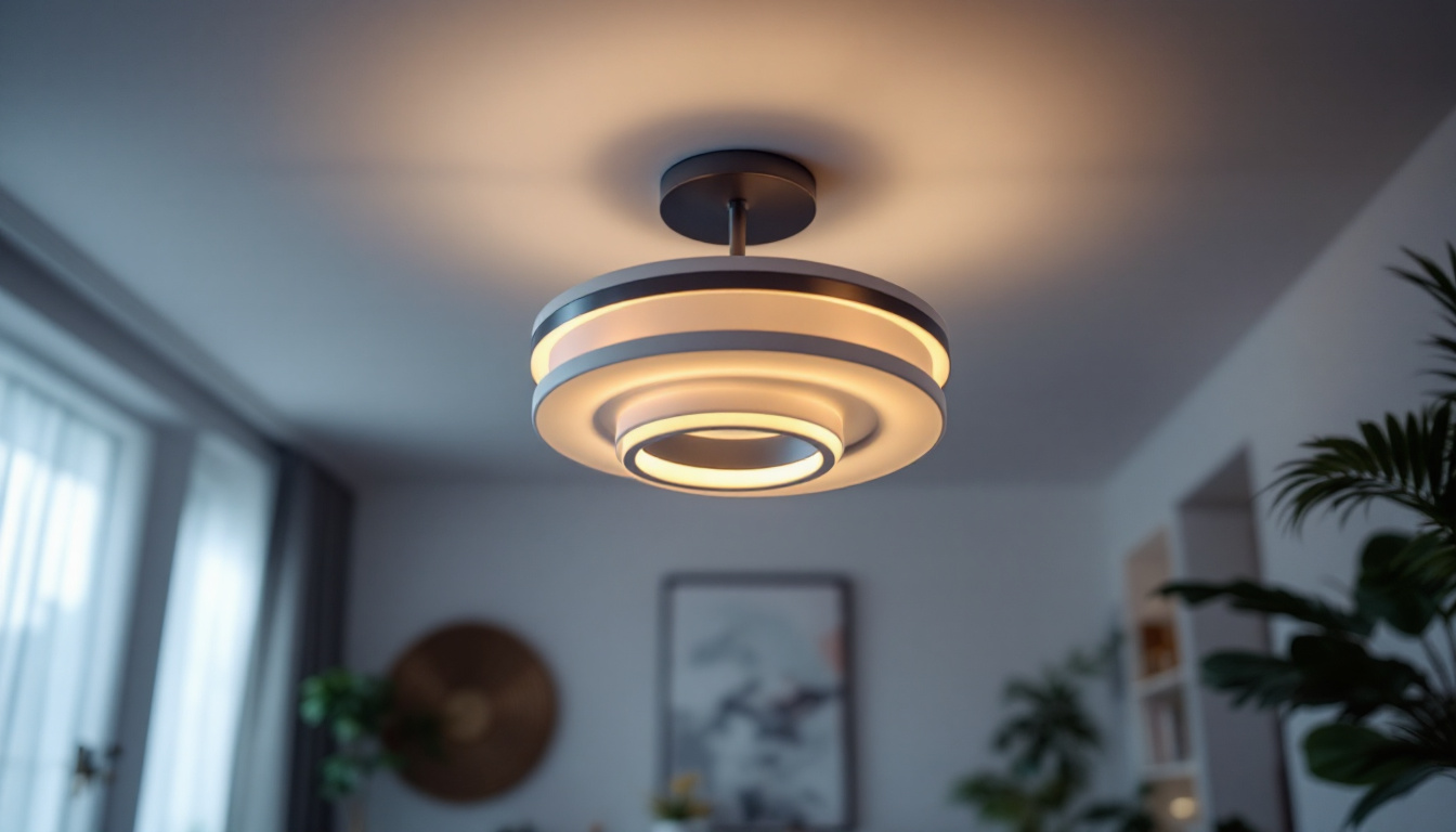 A photograph of a stylishly designed ceiling fixture in a modern living space