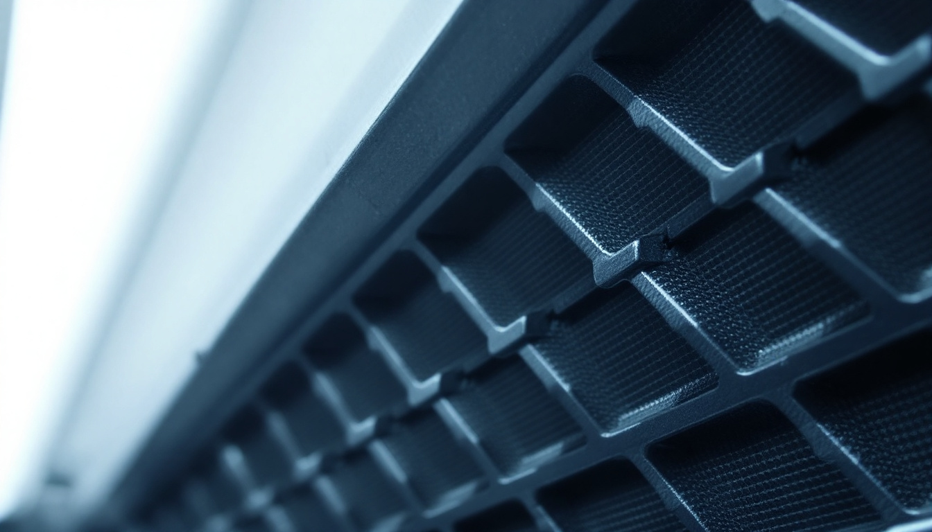 A photograph of a close-up of a fluorescent light grate louver
