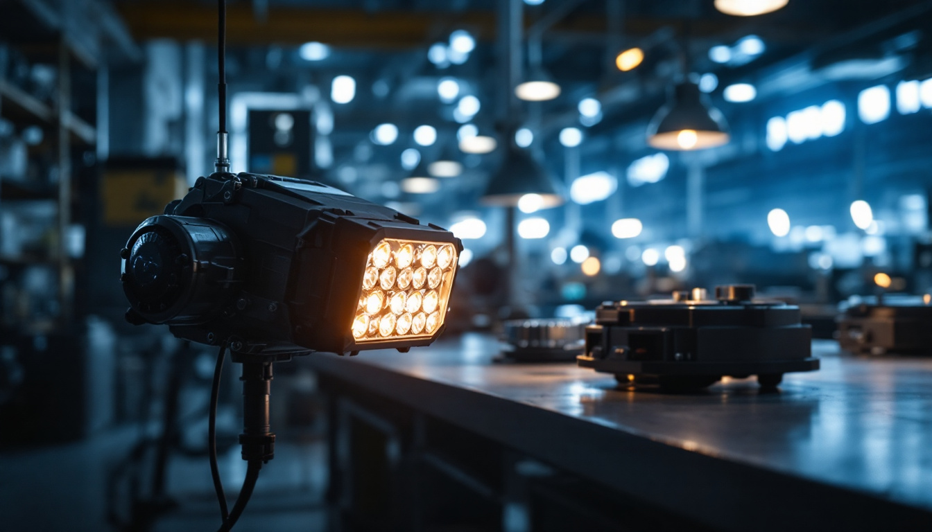 A photograph of a well-lit workspace or industrial setting showcasing various types of light ballasts in action