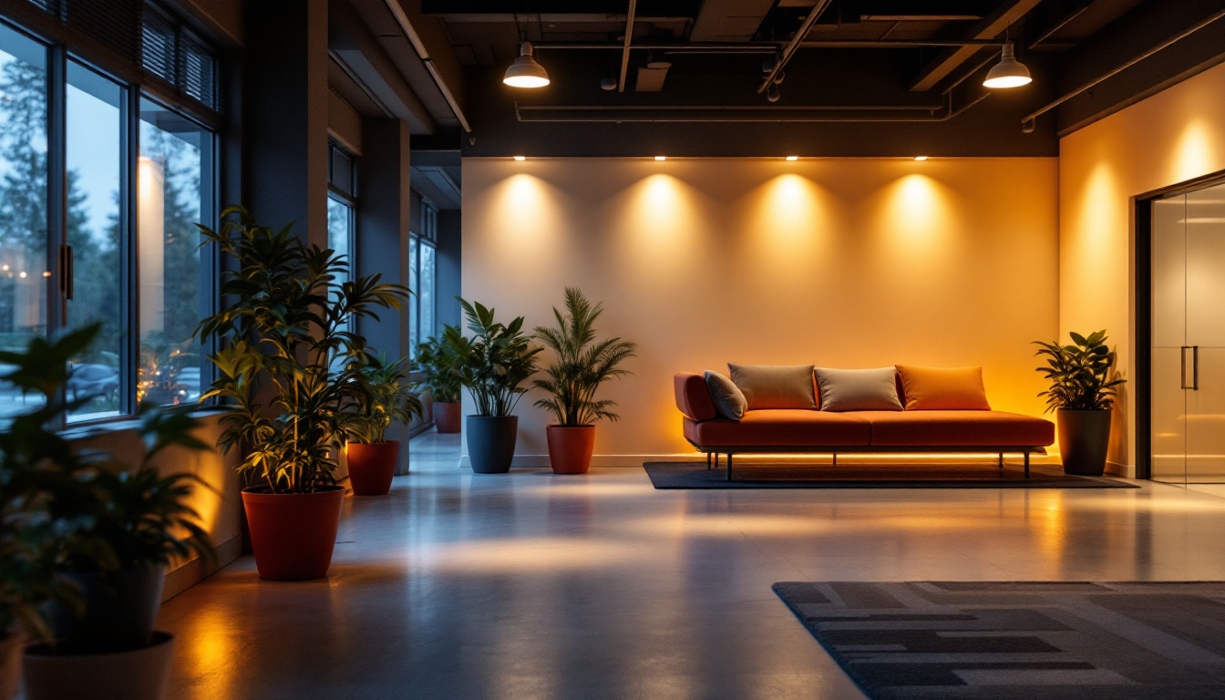 A photograph of a modern indoor or outdoor space illuminated by halide lights