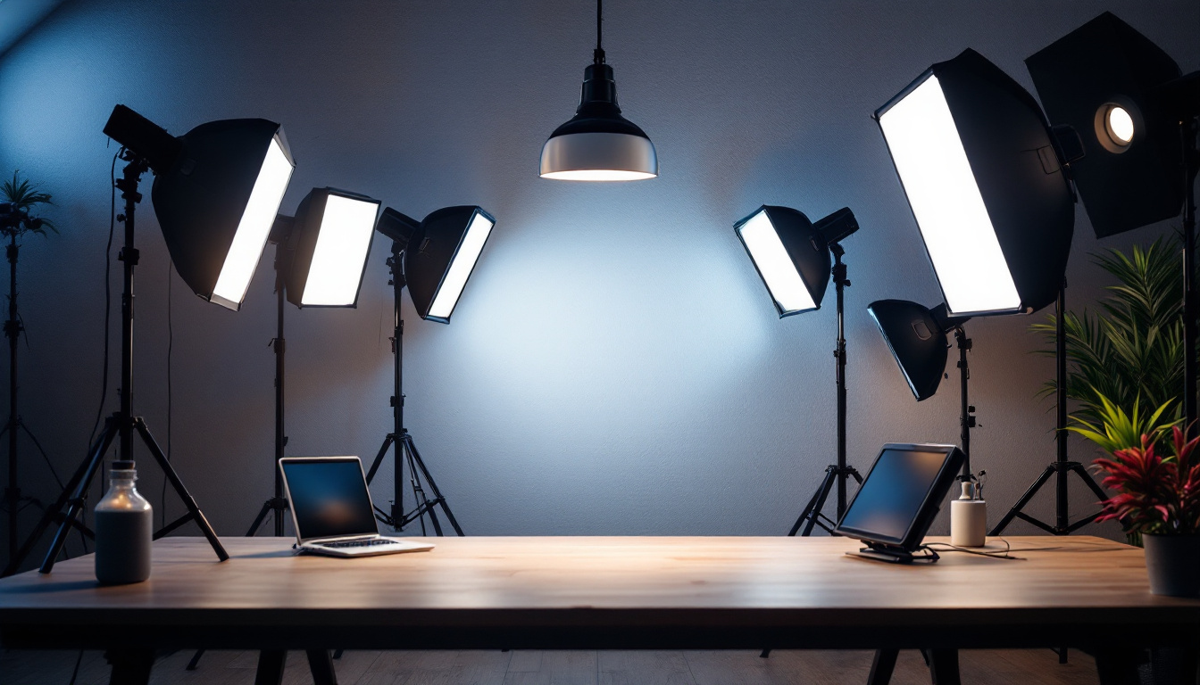 A photograph of a well-lit scene featuring a variety of panel lights in use