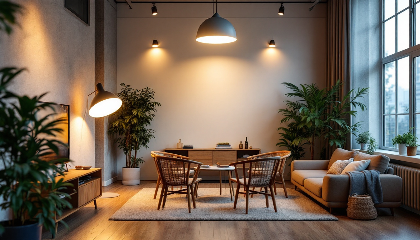 A photograph of a well-lit indoor space showcasing various led lighting solutions in use