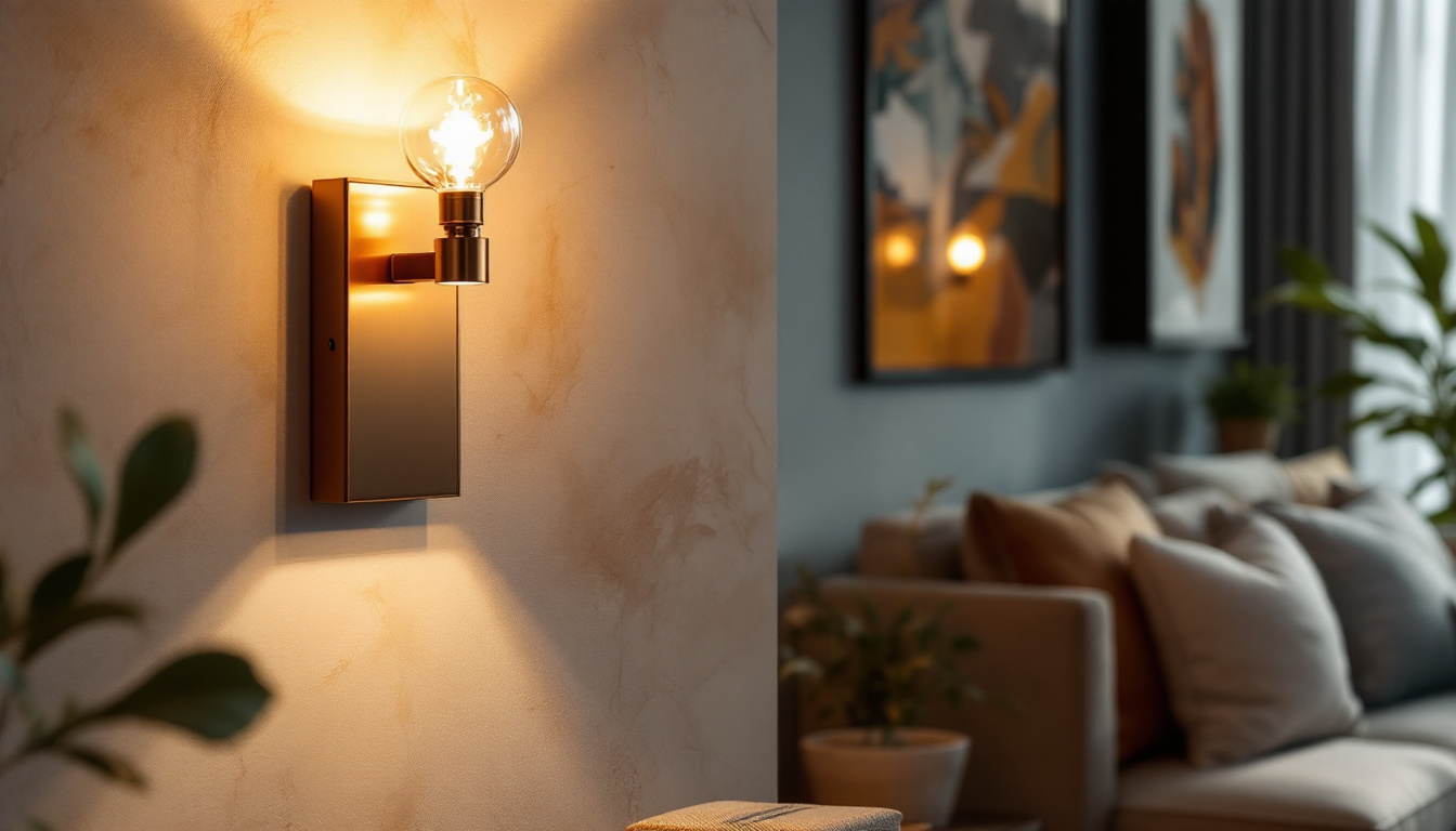 A photograph of a beautifully arranged interior space featuring stylish sconce lights that illuminate the room