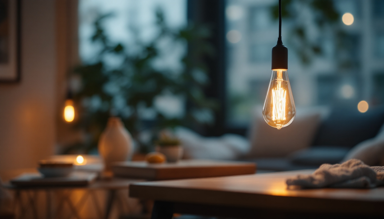 A photograph of a beautifully styled room featuring a bulb lamp as the focal point
