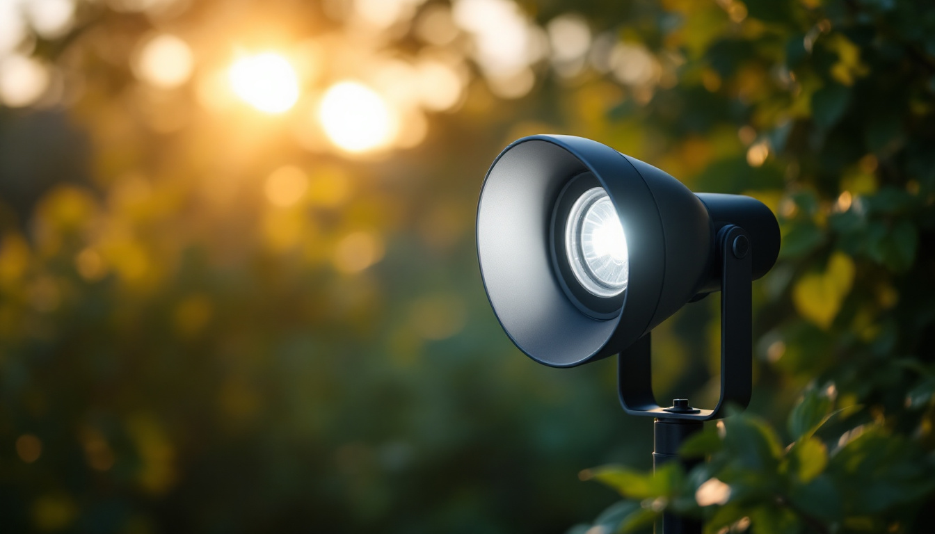 A photograph of capture a photograph of a modern outdoor spotlight shield in use
