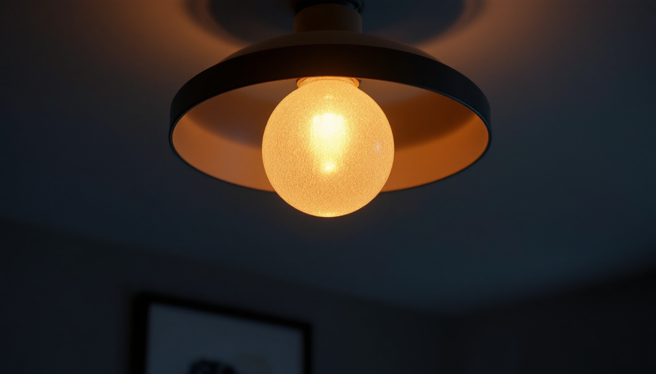 A photograph of a stylish ceiling lamp fixture illuminating a well-designed room