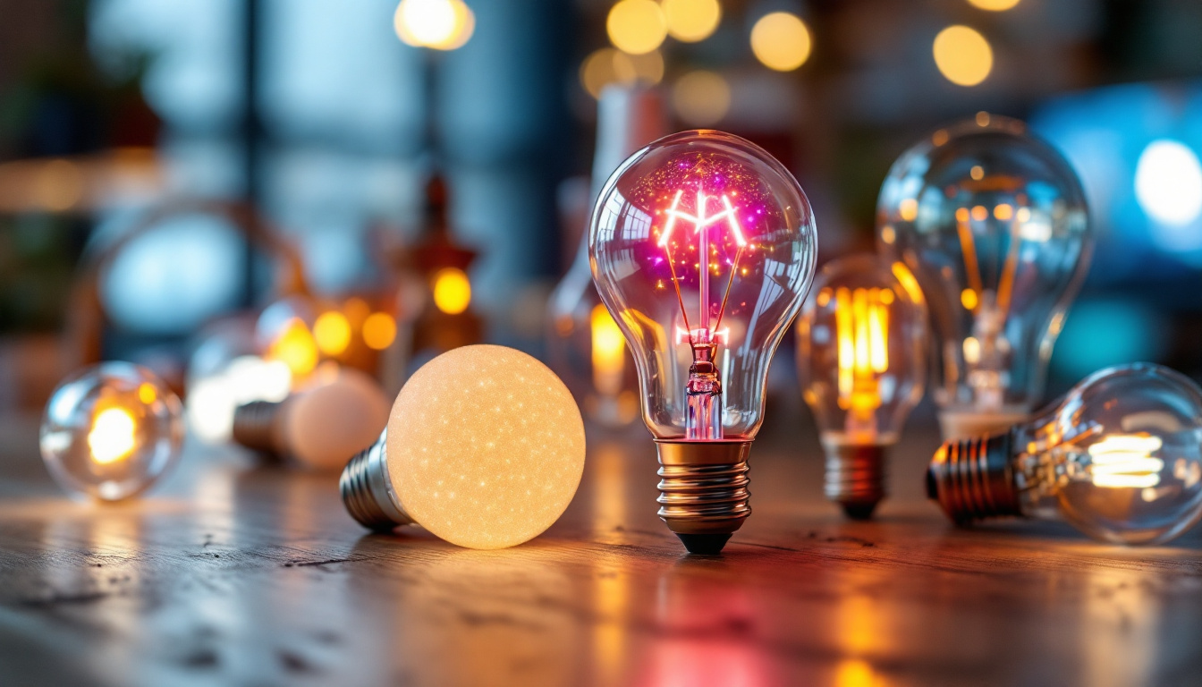 A photograph of a visually striking array of innovative light bulbs