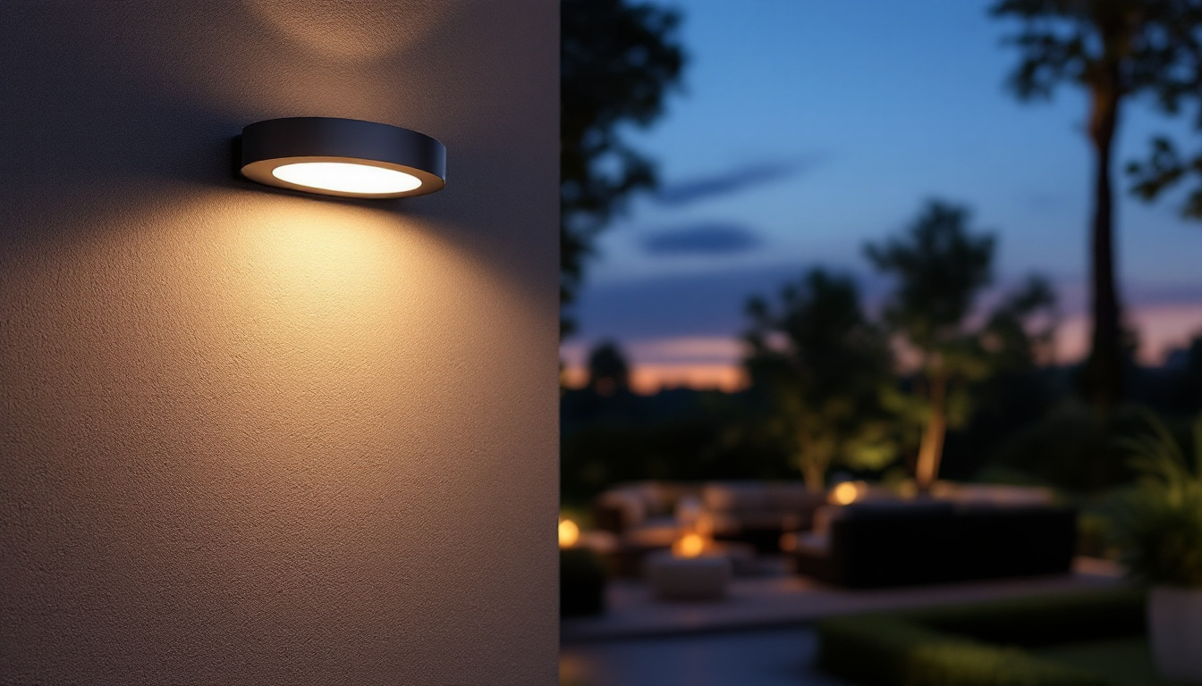 A photograph of a beautifully designed flush mount outdoor light installed in an inviting outdoor setting