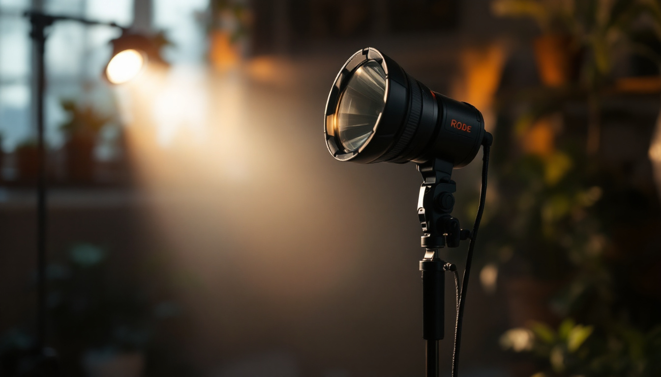 A photograph of a dynamic lighting setup featuring a robe light in action