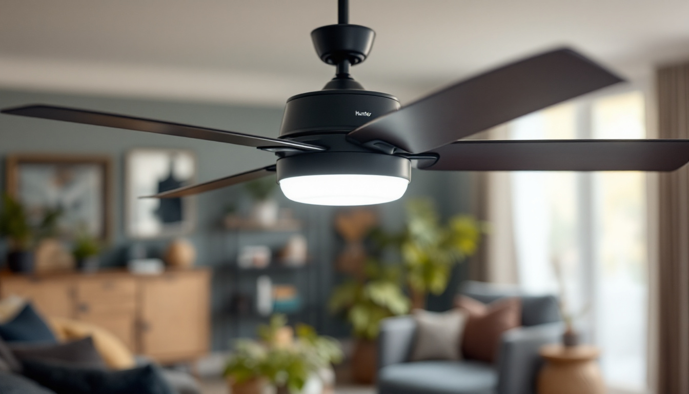 A photograph of a close-up shot of a remote-controlled light fixture on a hunter fan