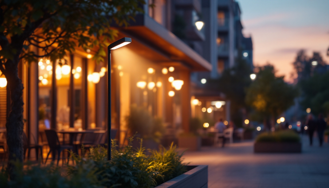 A photograph of a dynamic urban scene at dusk