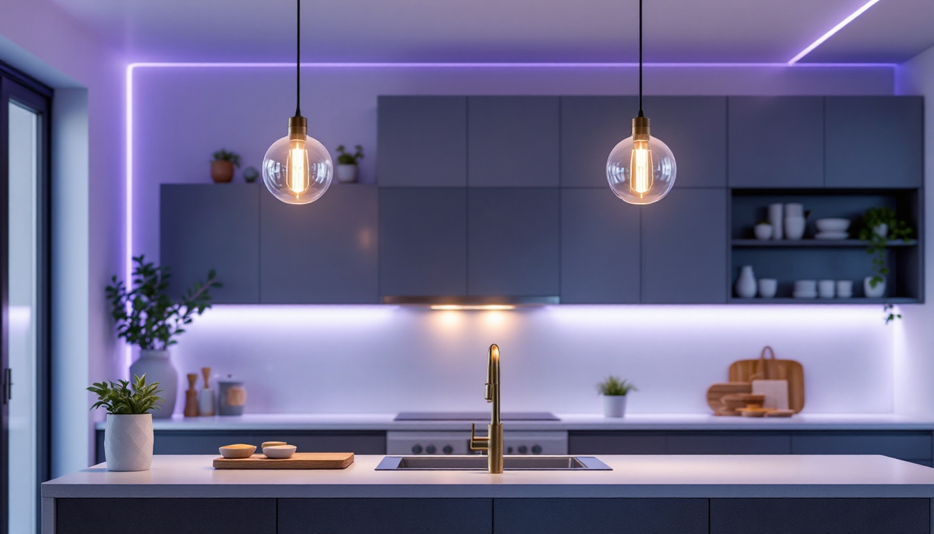 A photograph of a beautifully designed kitchen featuring elegant pendant light fixtures that enhance the space