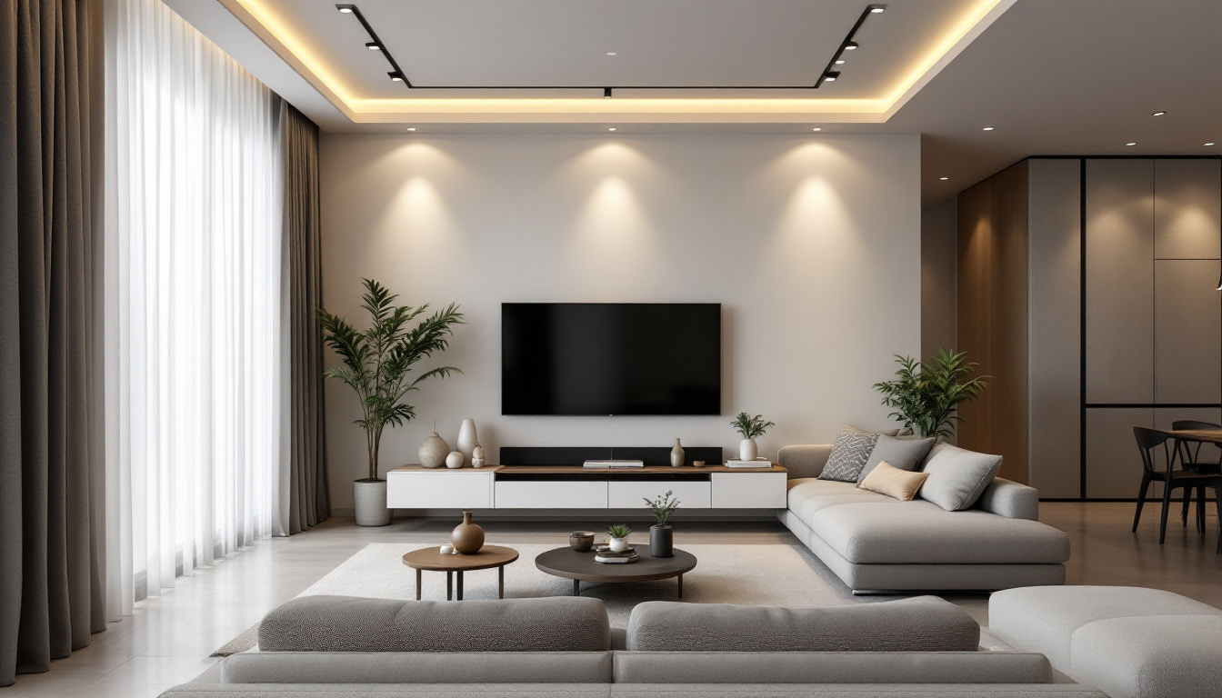 A photograph of a beautifully designed living space featuring modern recessed lighting that enhances the room's ambiance