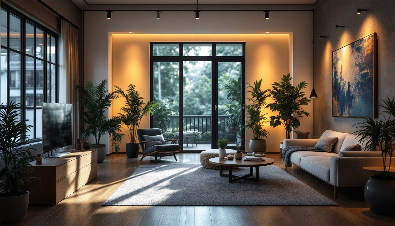 A photograph of a beautifully lit interior space that showcases a harmonious blend of natural and artificial lighting