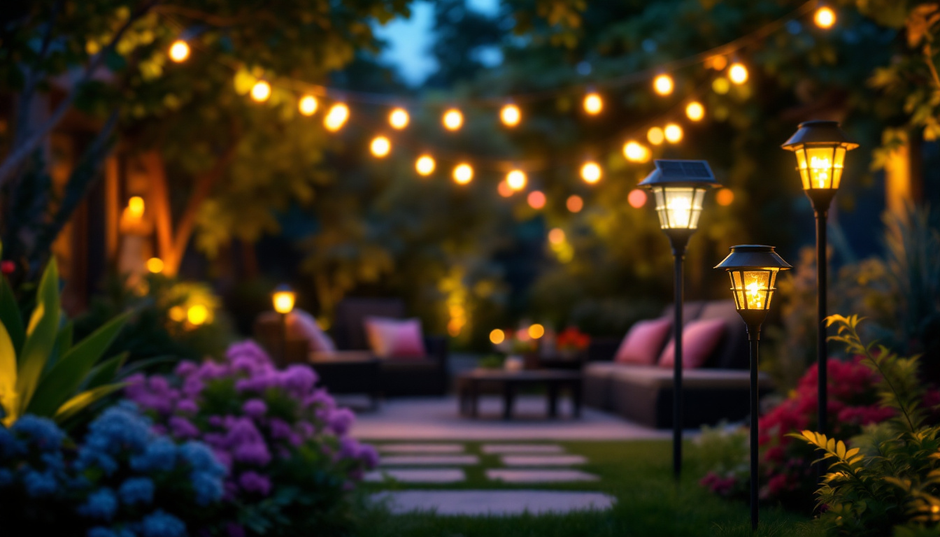 A photograph of a vibrant outdoor scene at dusk