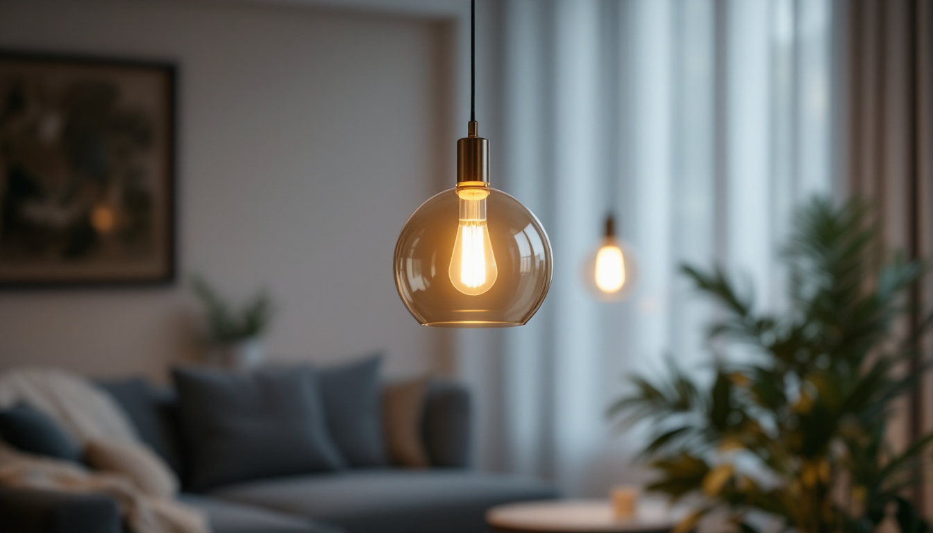 A photograph of a beautifully designed led pendant lamp hanging in a stylish interior setting