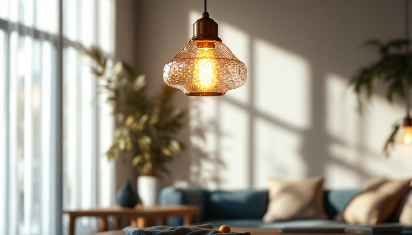 A photograph of a beautifully designed lighting pendant in a stylish interior setting