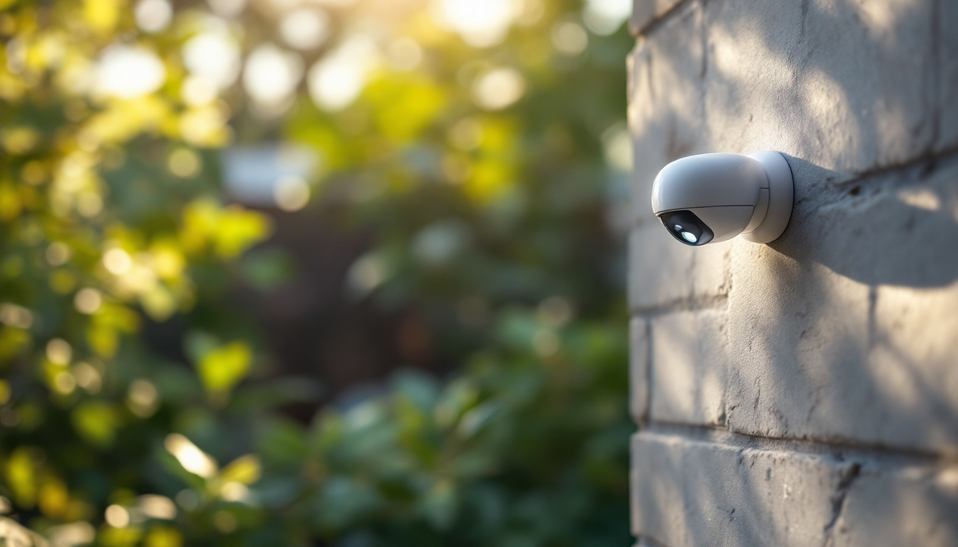 A photograph of a motion outdoor sensor installed in a natural outdoor setting