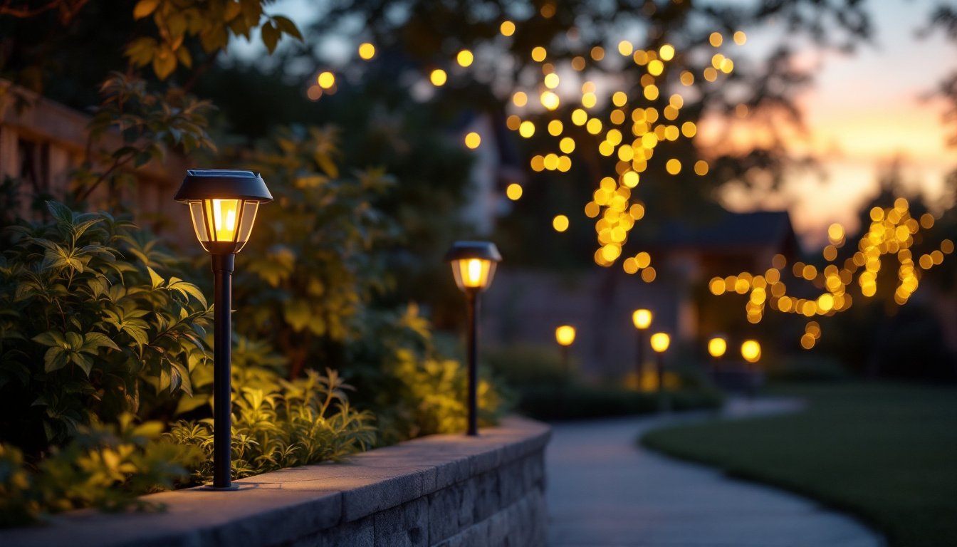 A photograph of capture a photograph of a beautifully illuminated outdoor space at dusk