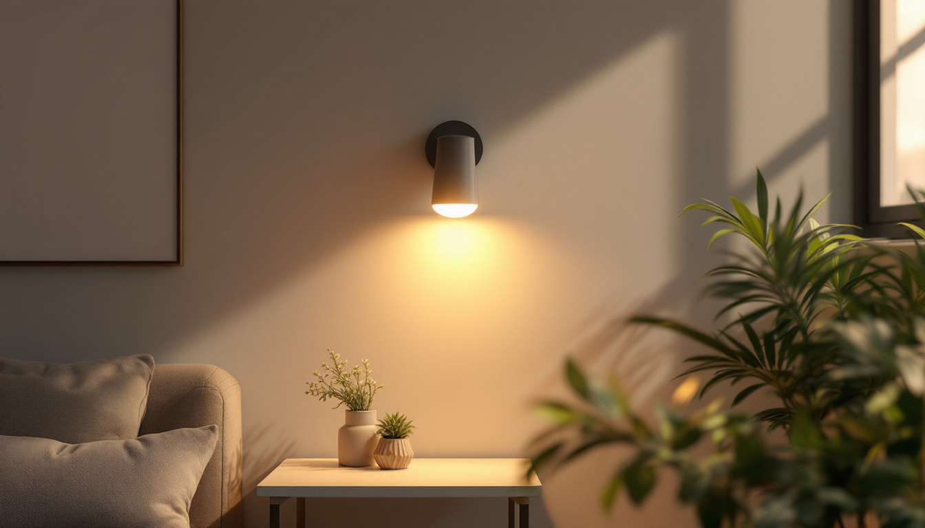 A photograph of a modern lighting sconce elegantly illuminating a stylish interior space