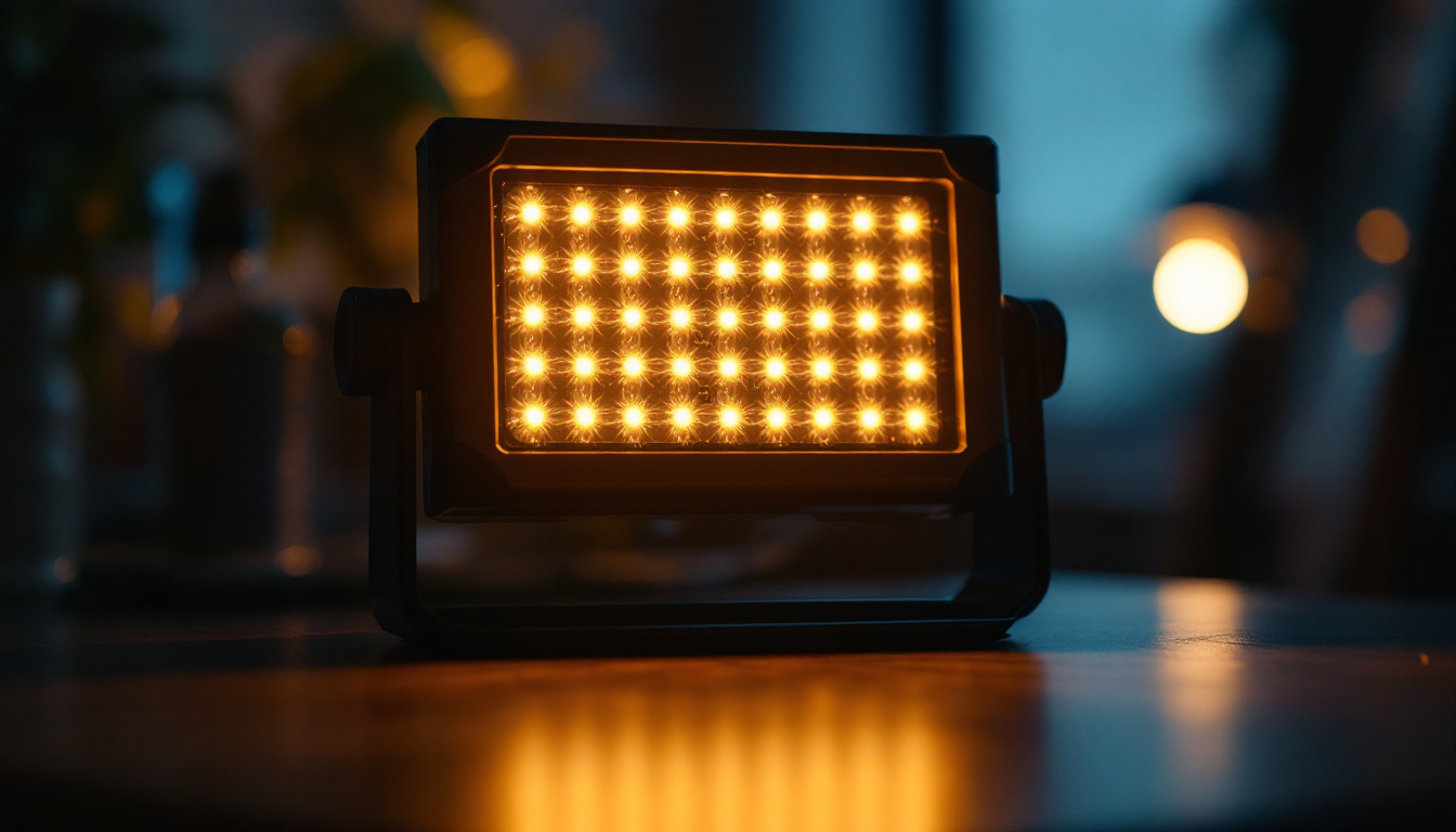 A photograph of a 38 led light in a dimly lit environment
