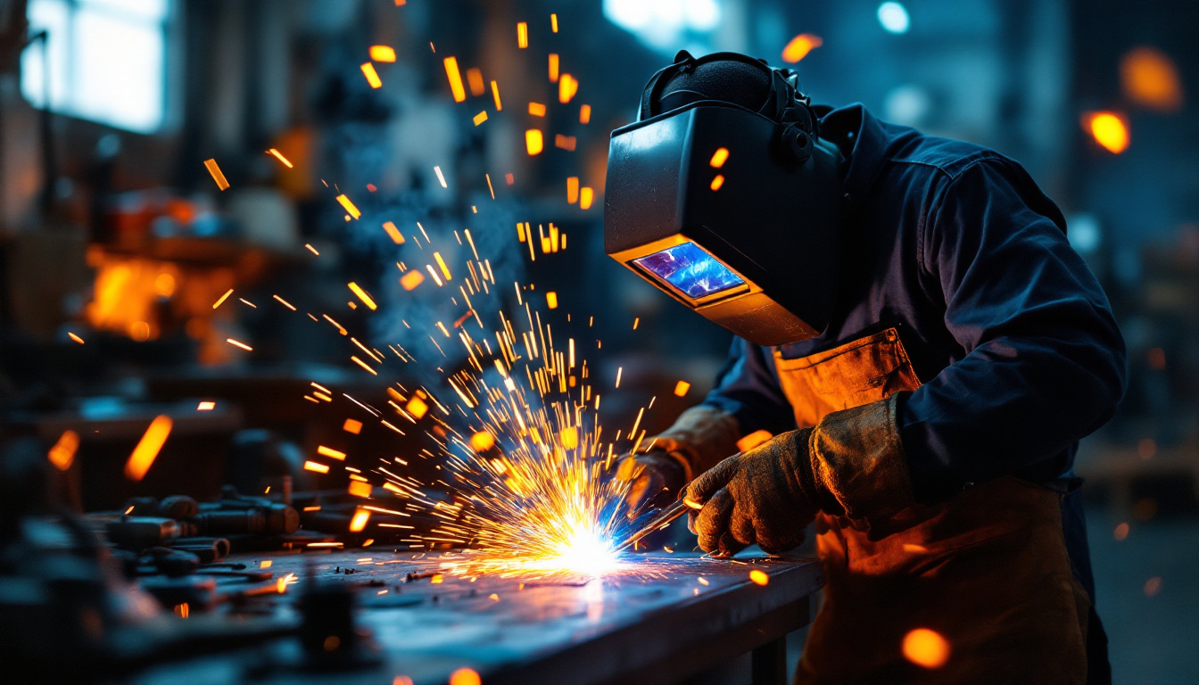 A photograph of a vibrant welding shop scene