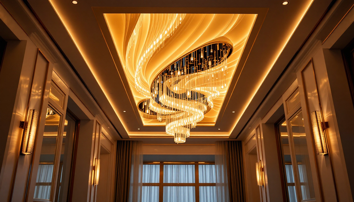 A photograph of a beautifully designed light ceiling installation in an elegant space