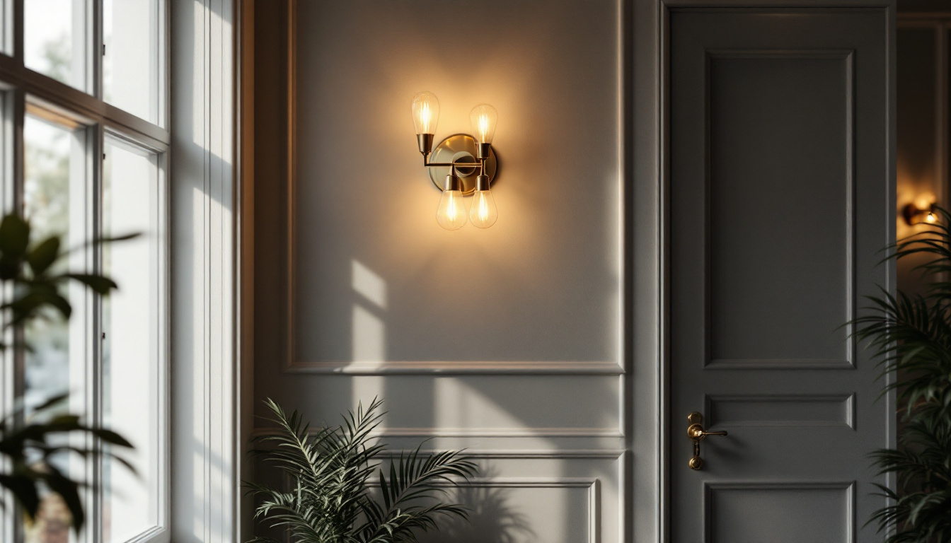 A photograph of a beautifully designed indoor space featuring stylish wall light sconces