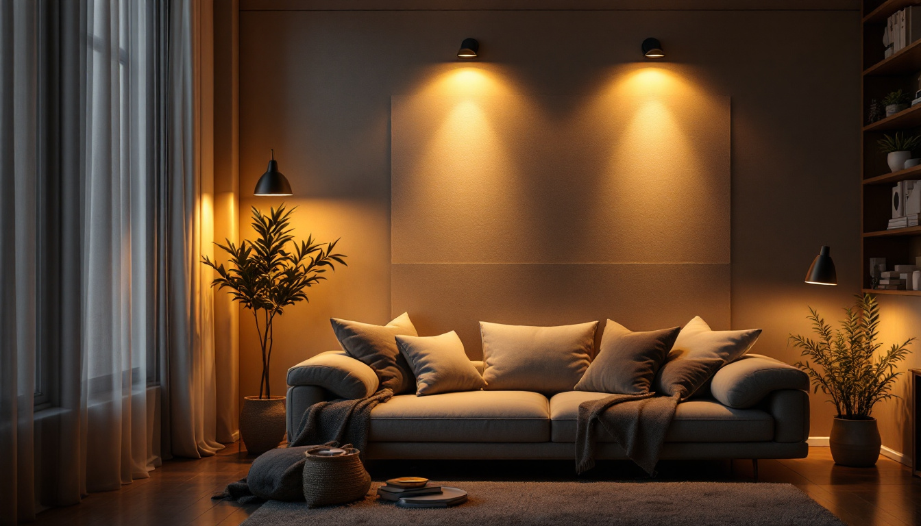 A photograph of a beautifully designed room featuring wall light panels that illuminate the space