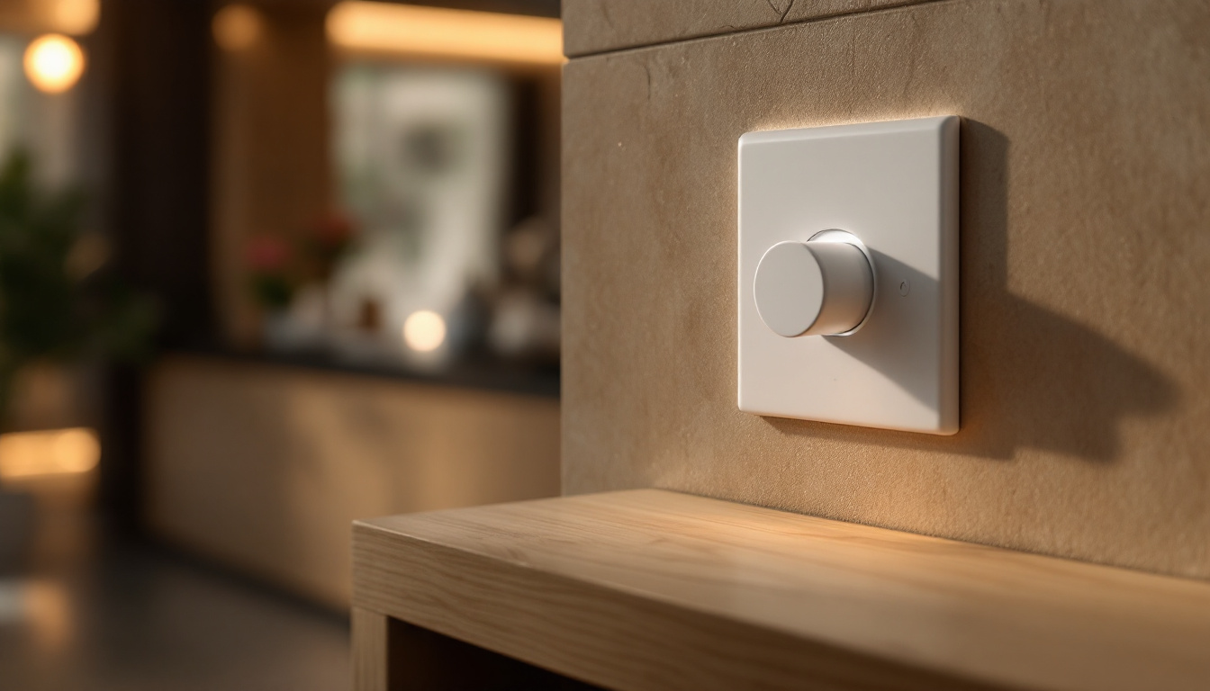 A photograph of capture a photograph of a modern switch plug in use within a stylish home setting