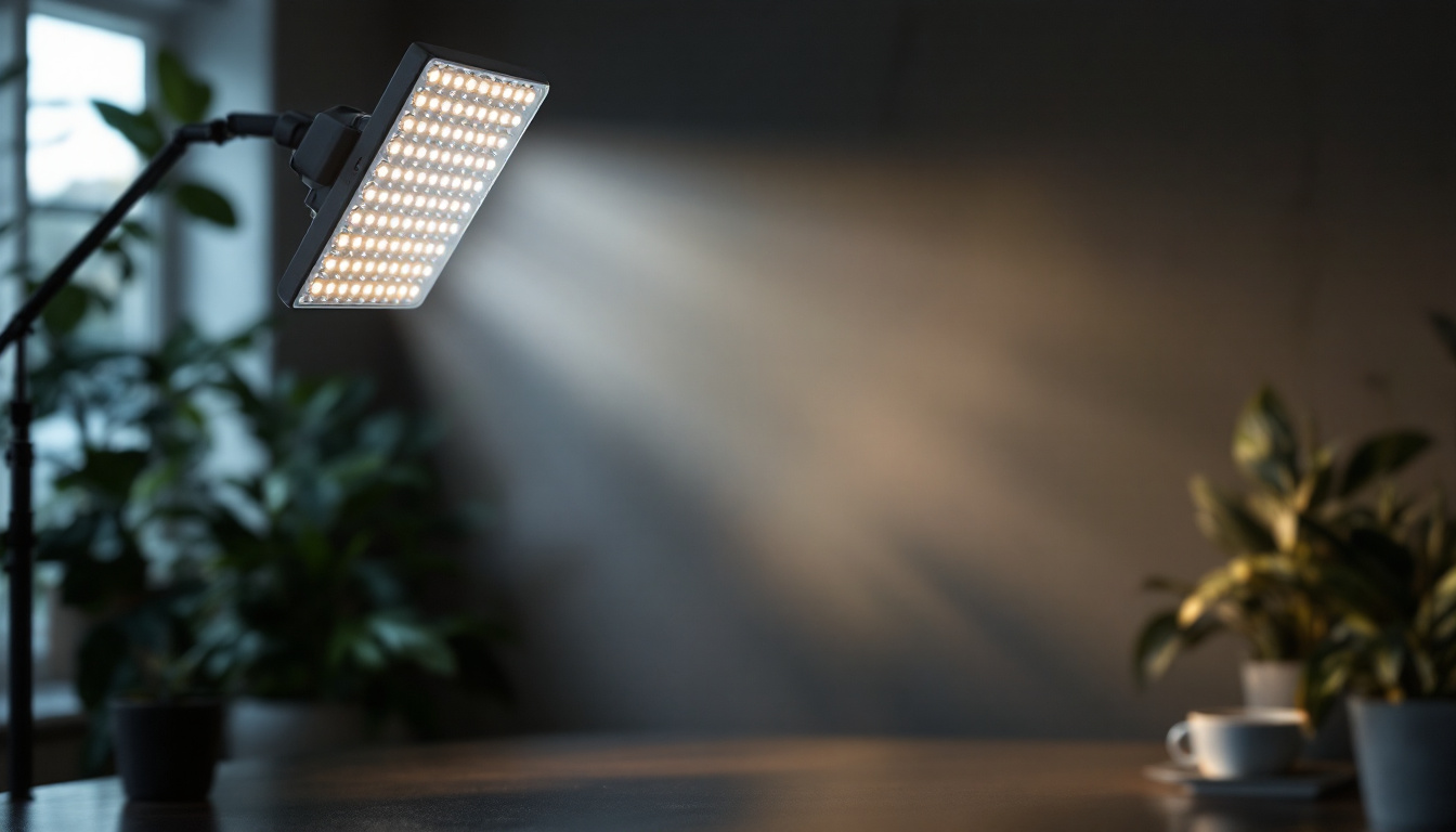A photograph of a well-lit scene showcasing a cob (chip on board) led light illuminating a subject
