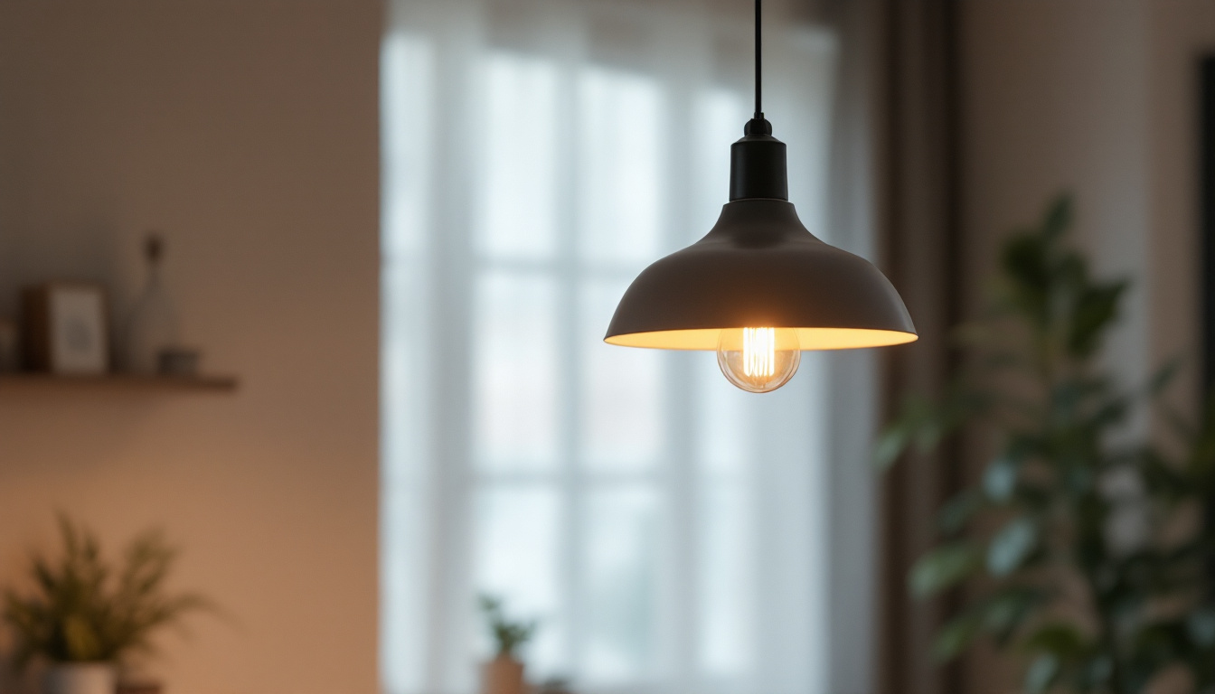 A photograph of a stylish pendant light fixture in a modern
