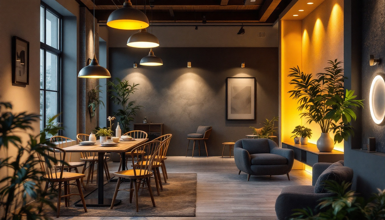 A photograph of a beautifully designed interior space showcasing various led light fixtures in use