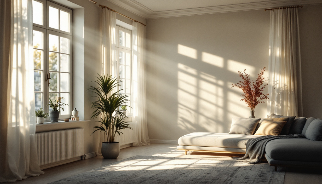 A photograph of a sunlit room showcasing a mix of natural light streaming through large windows and energy-efficient led lighting
