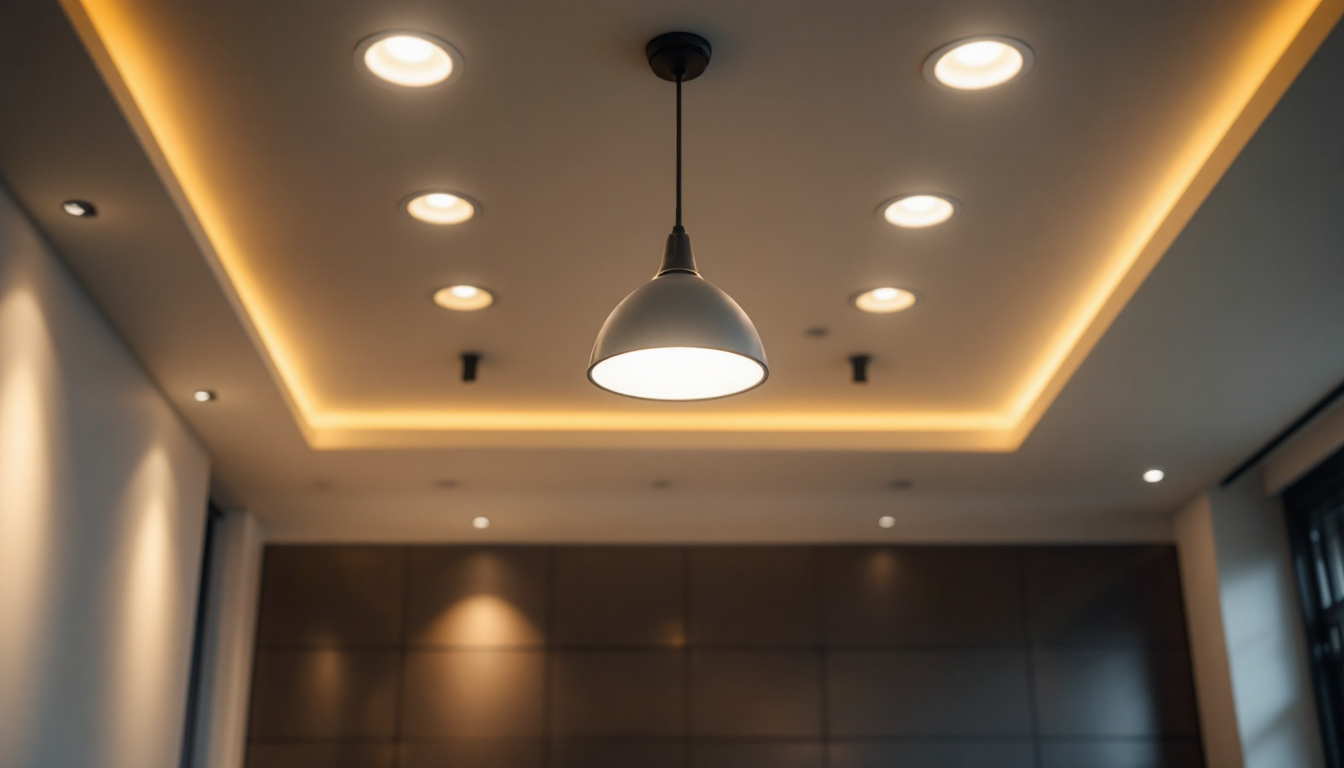 A photograph of a well-lit room featuring various styles of recessed lighting installed in the ceiling