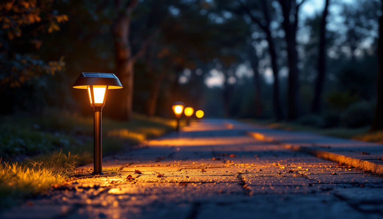 A photograph of capture a photograph of a beautifully illuminated driveway at dusk