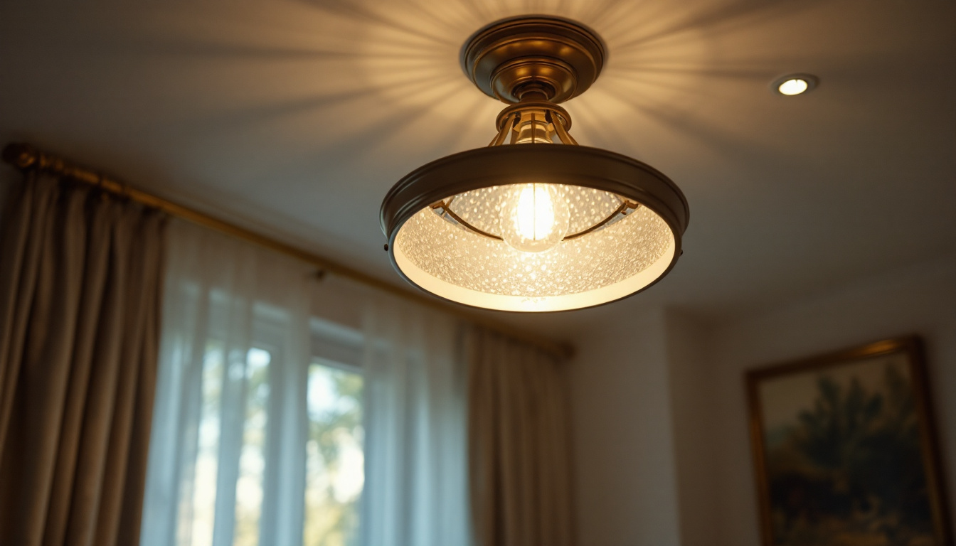 A photograph of a beautifully designed ceiling light fixture in a stylishly decorated room