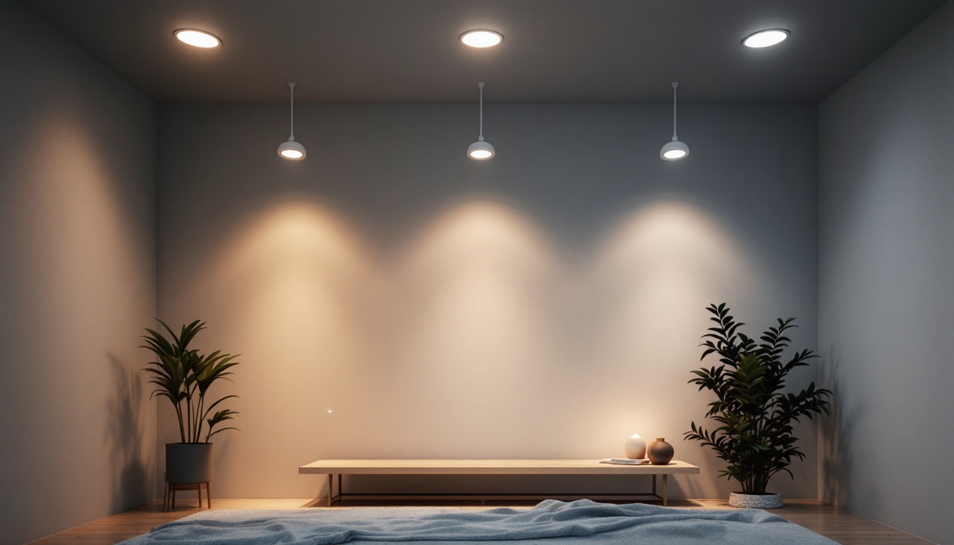 A photograph of a well-lit interior space showcasing various styles of recessed lighting fixtures