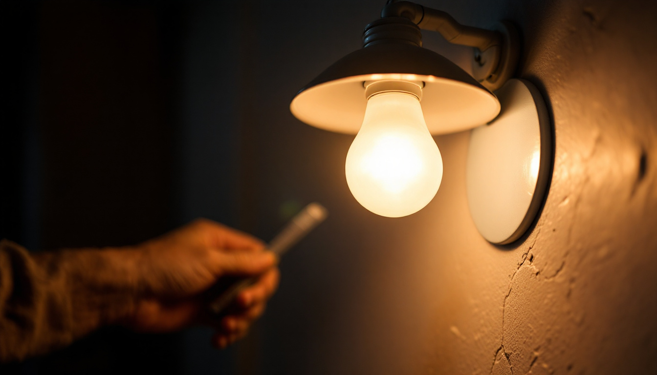 A photograph of a close-up shot of a led light bulb being installed into a can light fixture
