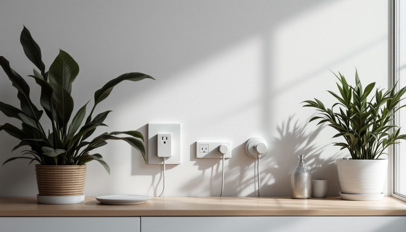 A photograph of a well-designed interior space showcasing various wall outlets in use