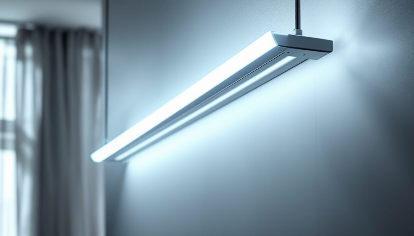 A photograph of a modern led fluorescent light fixture in a stylish