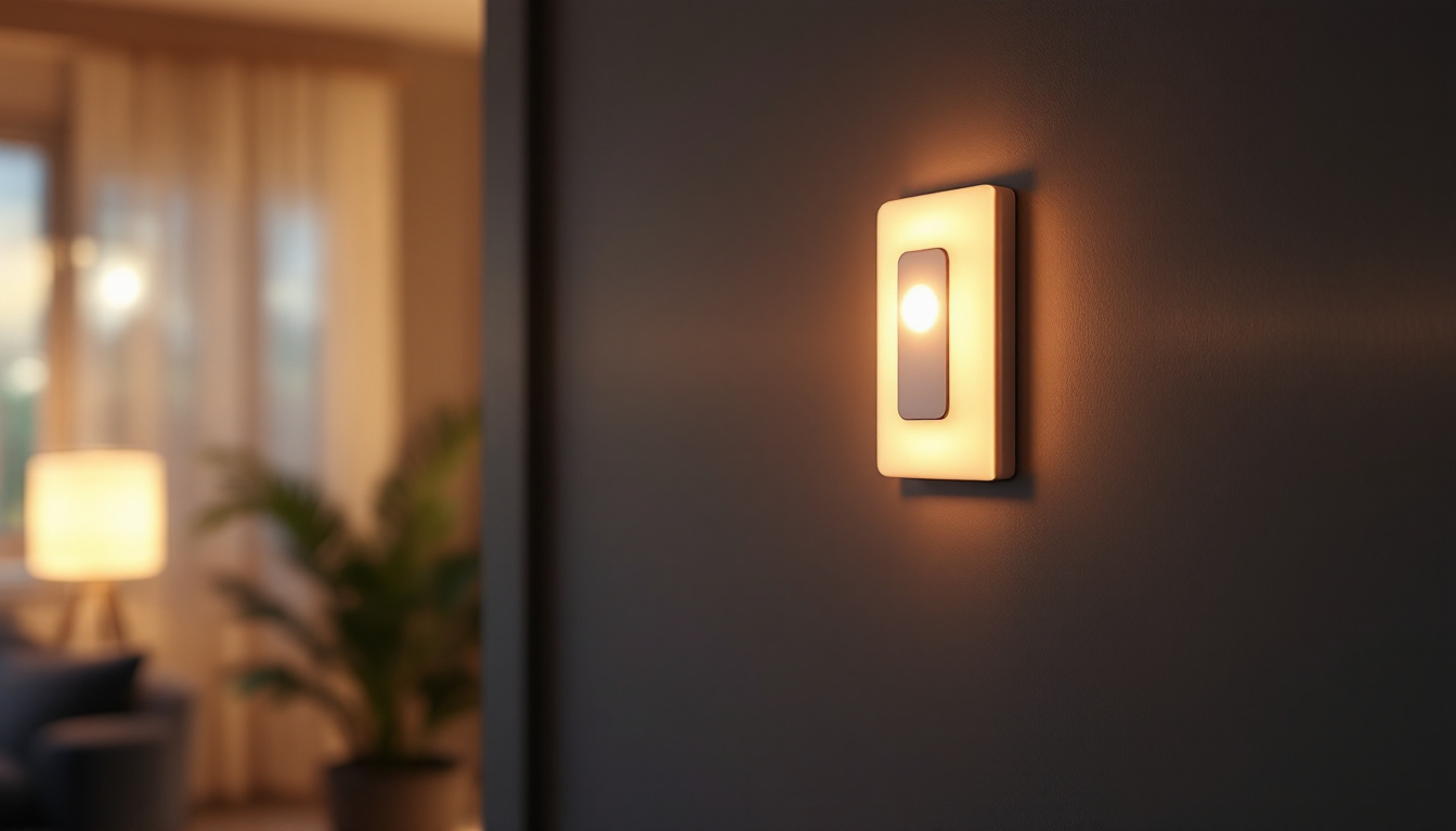 A photograph of a modern light switch sensor in action